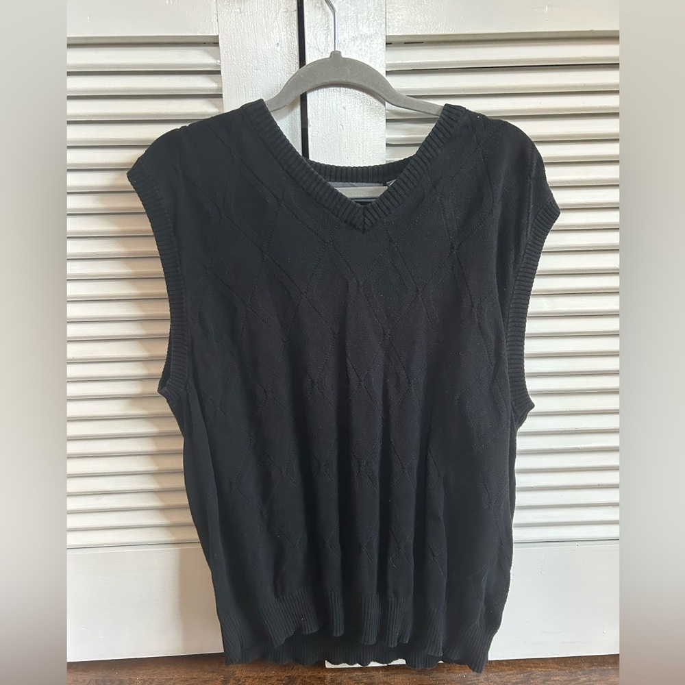 Oscar de la Renta Black Cotton Sweater Vest